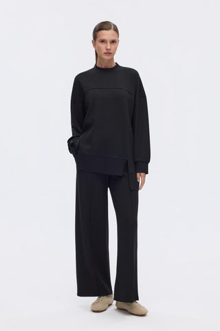Modal Knitted Asymmetric Cut Sweat Black