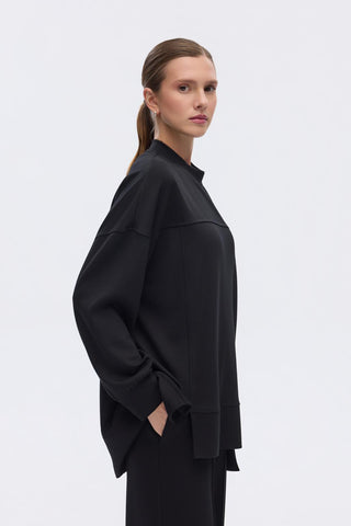Modal Knitted Asymmetric Cut Sweat Black