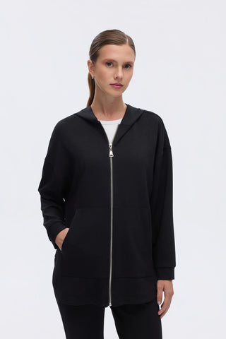 Modal Knitted Hooded Cardigan Black