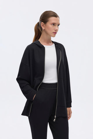 Modal Knitted Hooded Cardigan Black