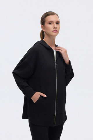 Modal Knitted Hooded Cardigan Black
