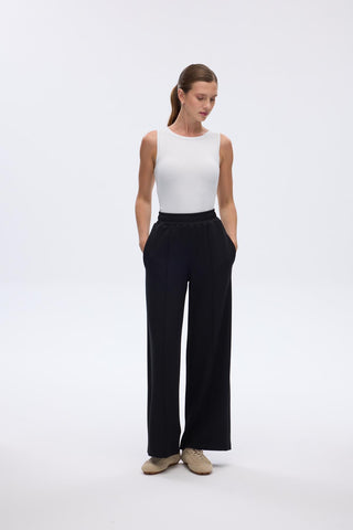 Modal Knitted Loose Fit Trousers Black