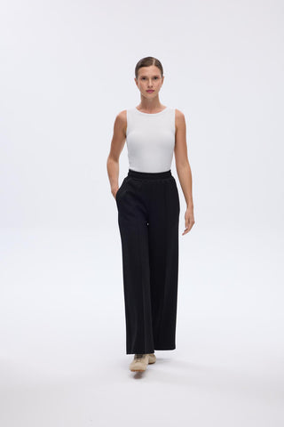 Modal Knitted Loose Fit Trousers Black