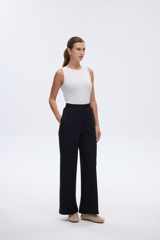 Modal Knitted Loose Fit Trousers Black