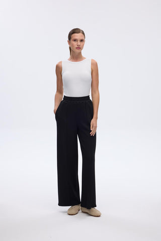 Modal Knitted Loose Fit Trousers Black
