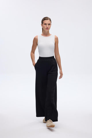 Modal Knitted Loose Fit Trousers Black