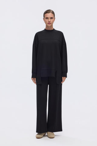 Modal Knitted Loose Fit Trousers Black
