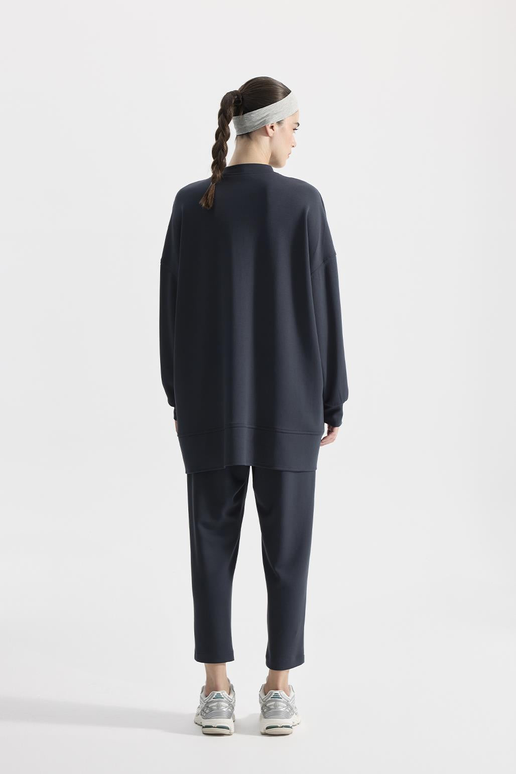 Modal Knitted Asymmetric Cut Sweat Smoked