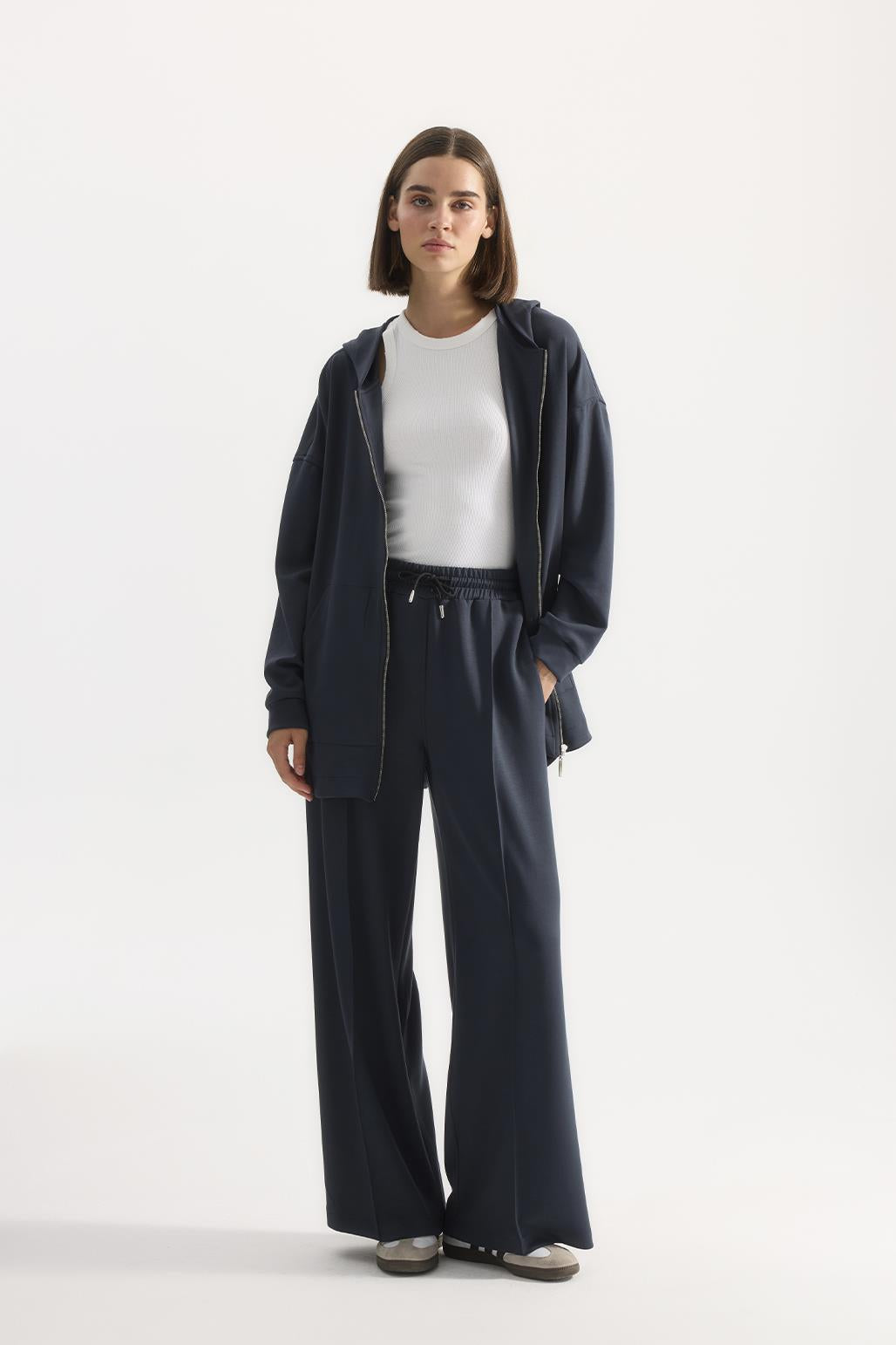 Modal Knitted Loose Fit Trousers Smoked