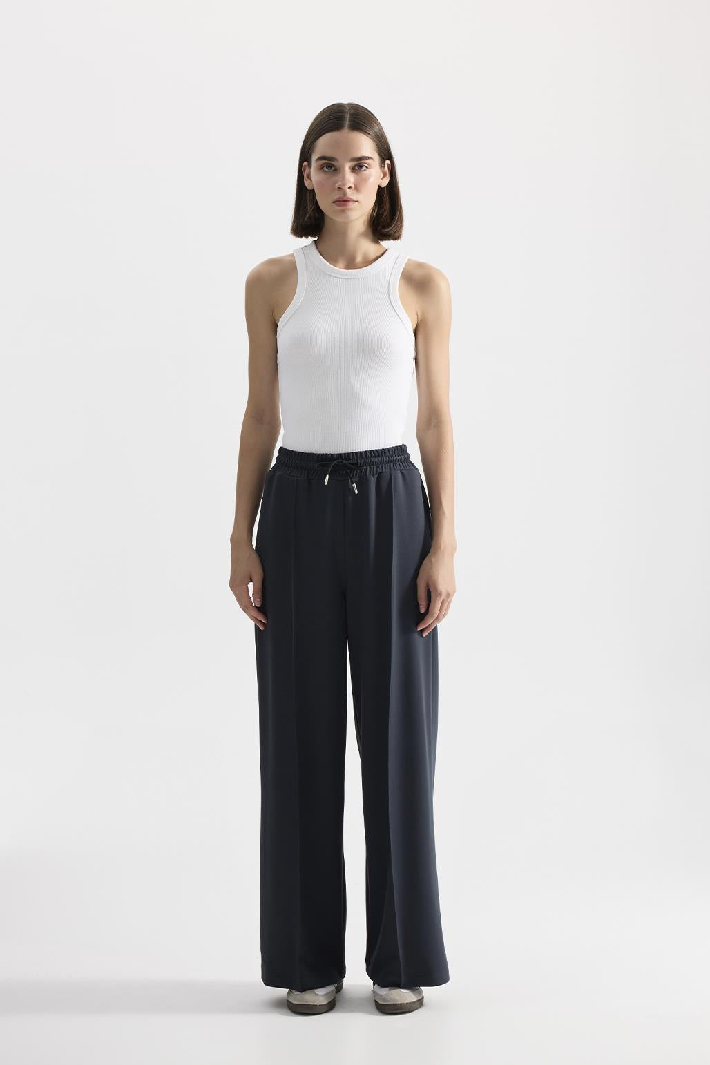 Modal Knitted Loose Fit Trousers Smoked