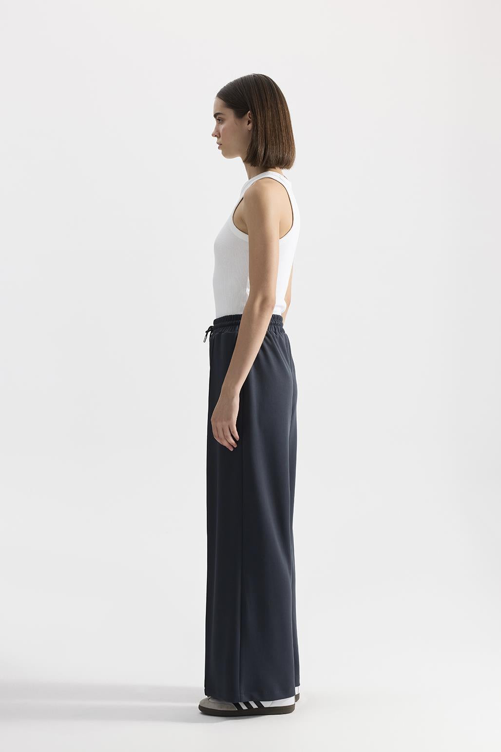 Modal Knitted Loose Fit Trousers Smoked