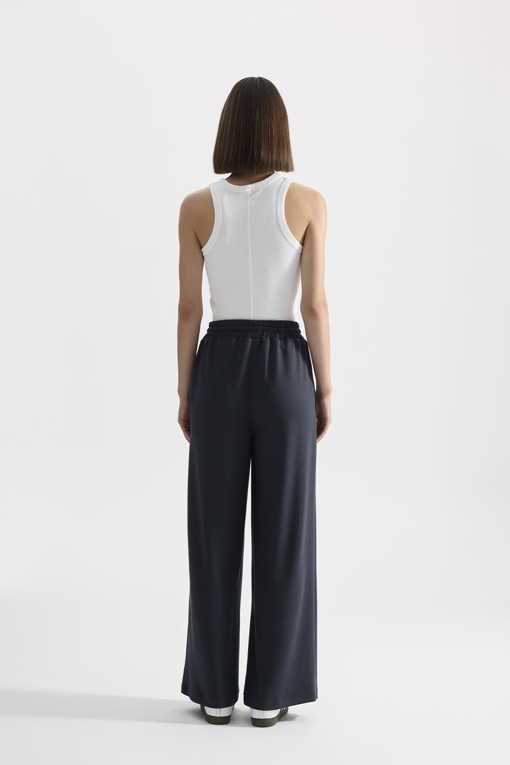 Modal Knitted Loose Fit Trousers Smoked