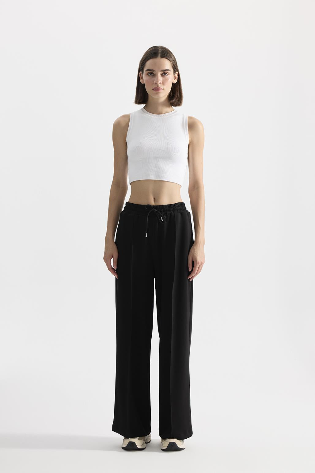 Modal Knitted Loose Fit Trousers Black