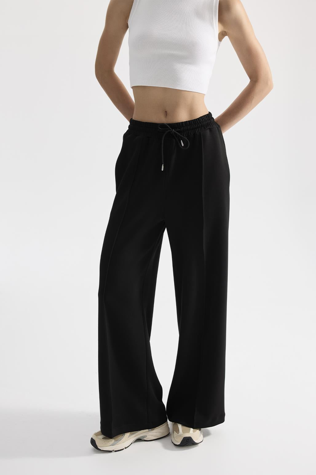 Modal Knitted Loose Fit Trousers Black