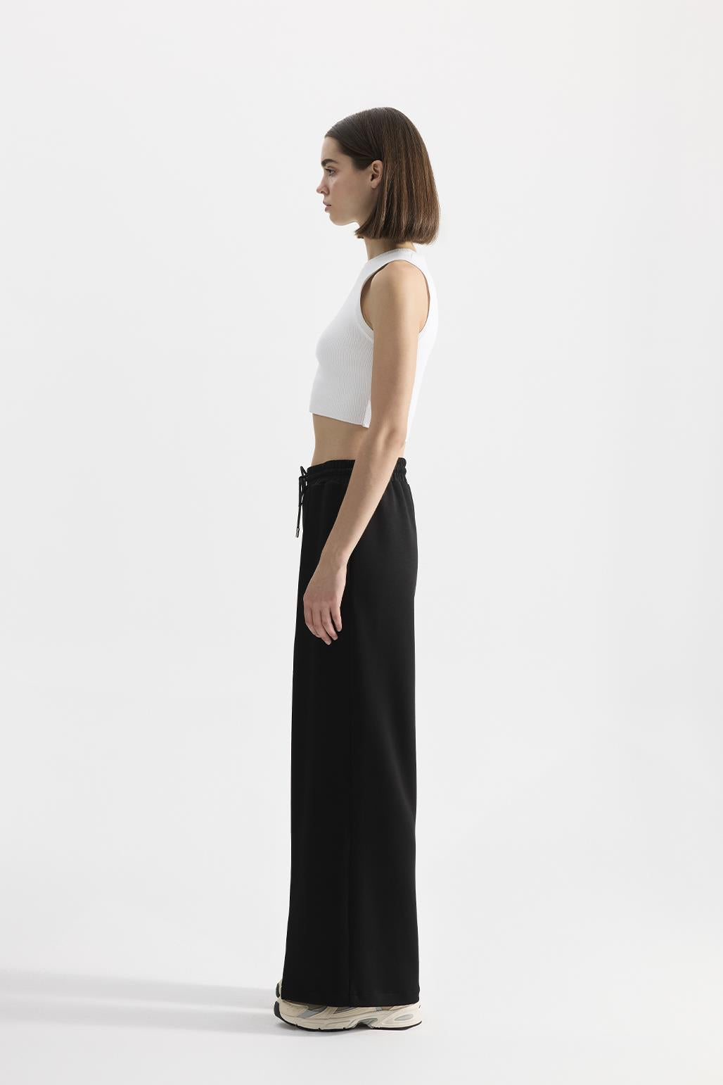 Modal Knitted Loose Fit Trousers Black