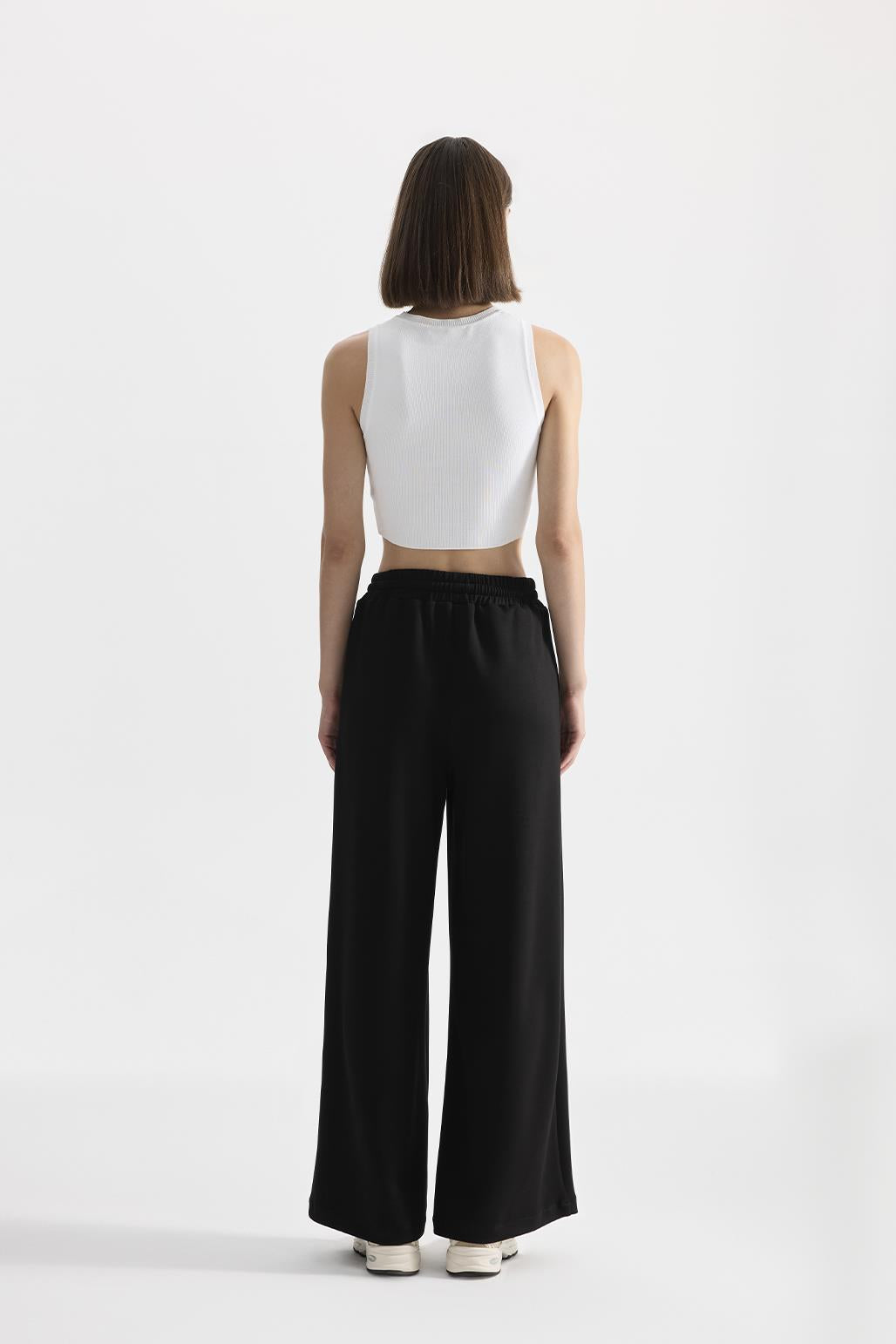 Modal Knitted Loose Fit Trousers Black