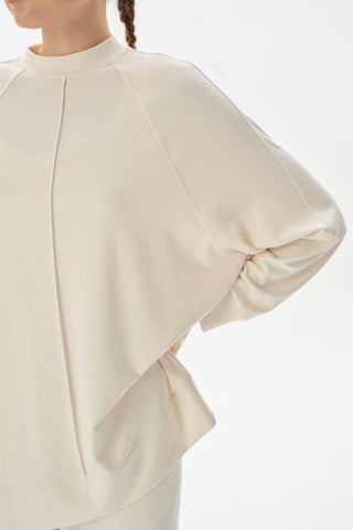 Modal Knit Stitched Sweatshirt Ecru