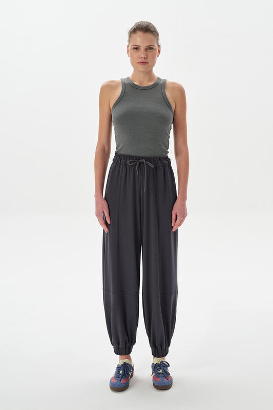 Modal Knit Extra Loose Jogger Trousers Charcoal