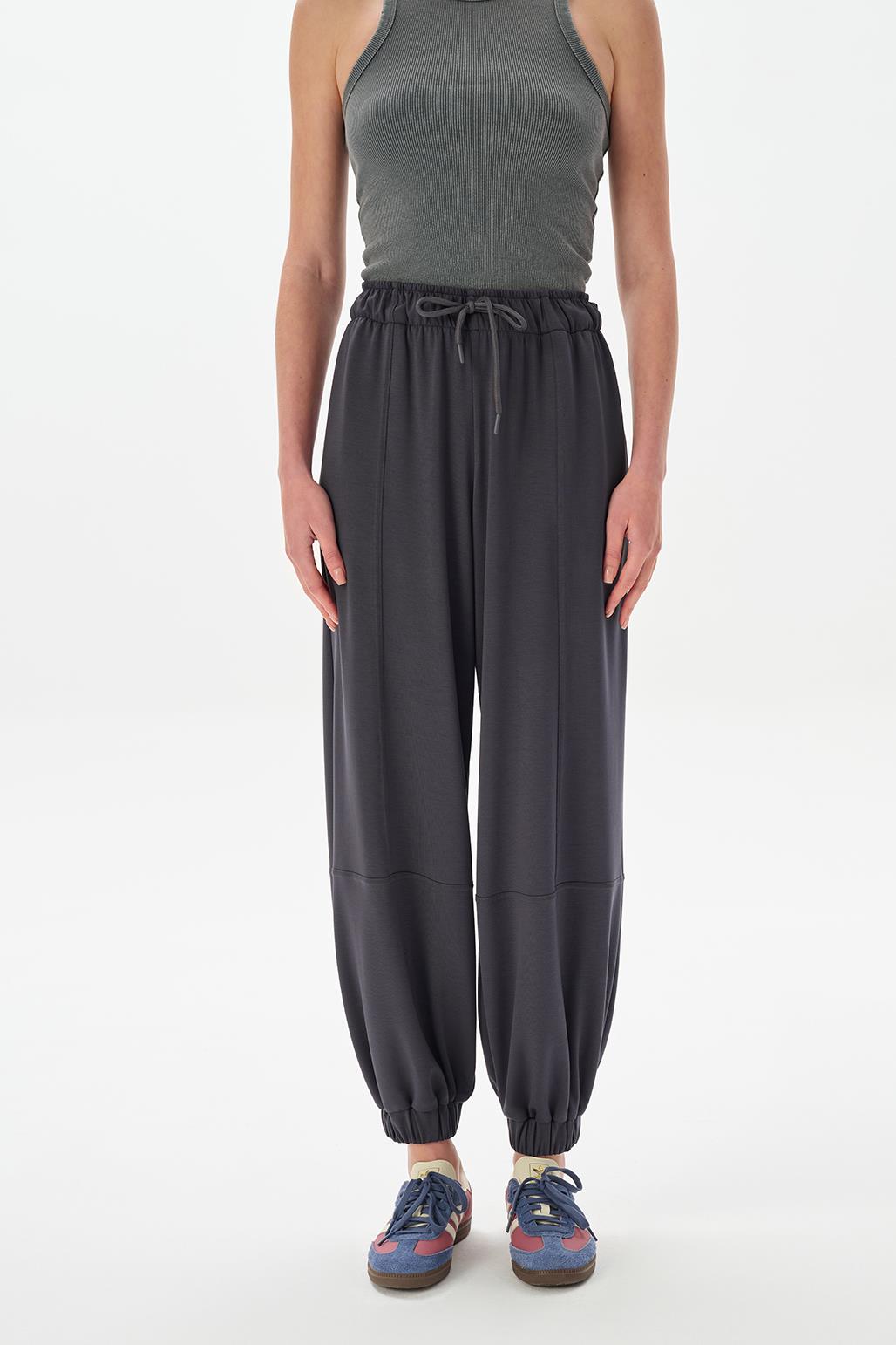 Modal Knit Extra Loose Jogger Trousers Charcoal