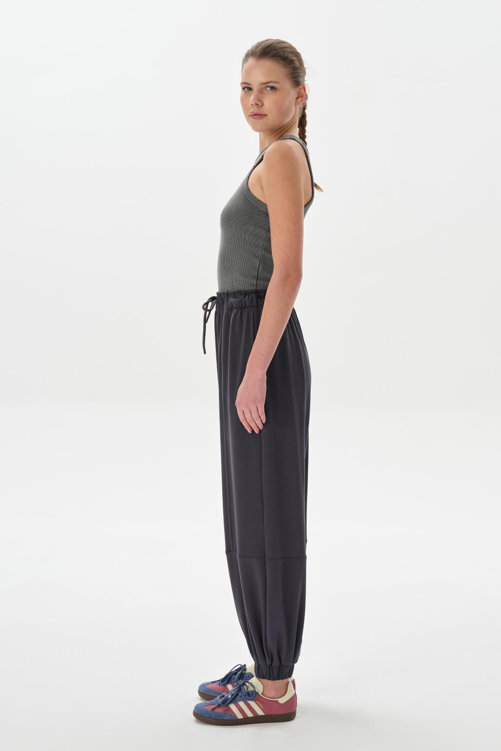 Modal Knit Extra Loose Jogger Trousers Charcoal