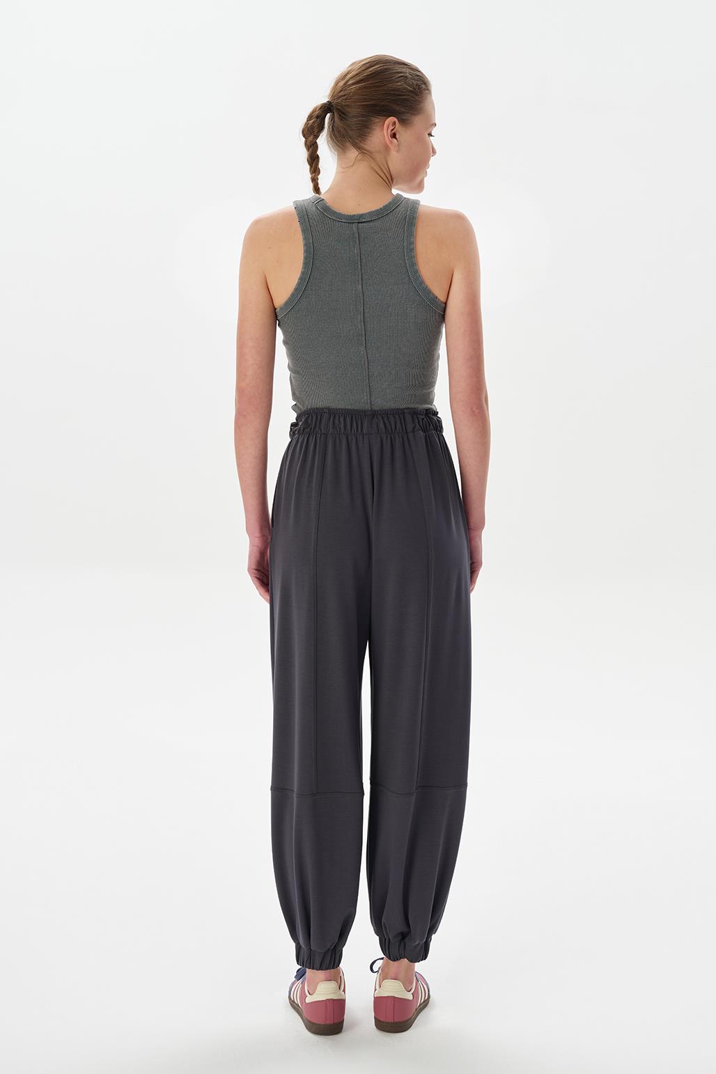 Modal Knit Extra Loose Jogger Trousers Charcoal