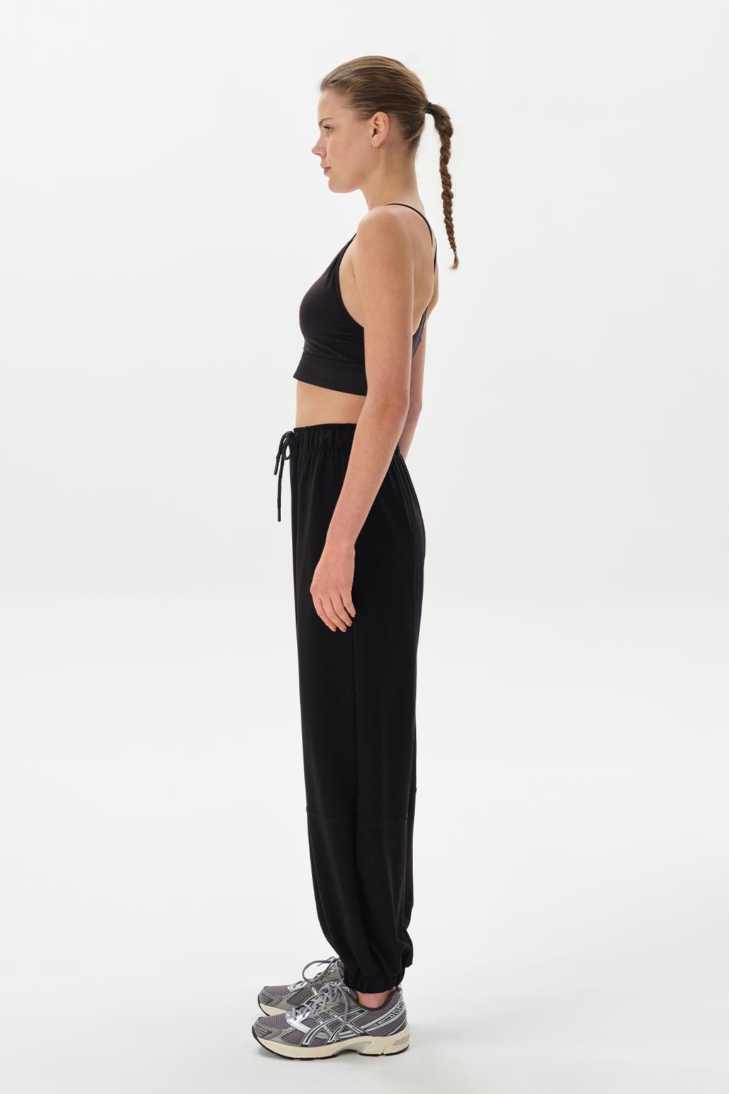 Modal Knit Extra Loose Jogger Trousers Black