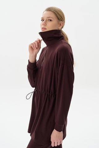 Modal Knit Zippered Sweatshirt Brown