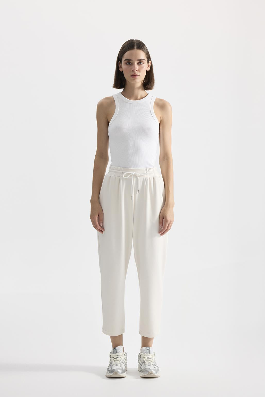 Modal Knitted Jogger Trousers Ecru