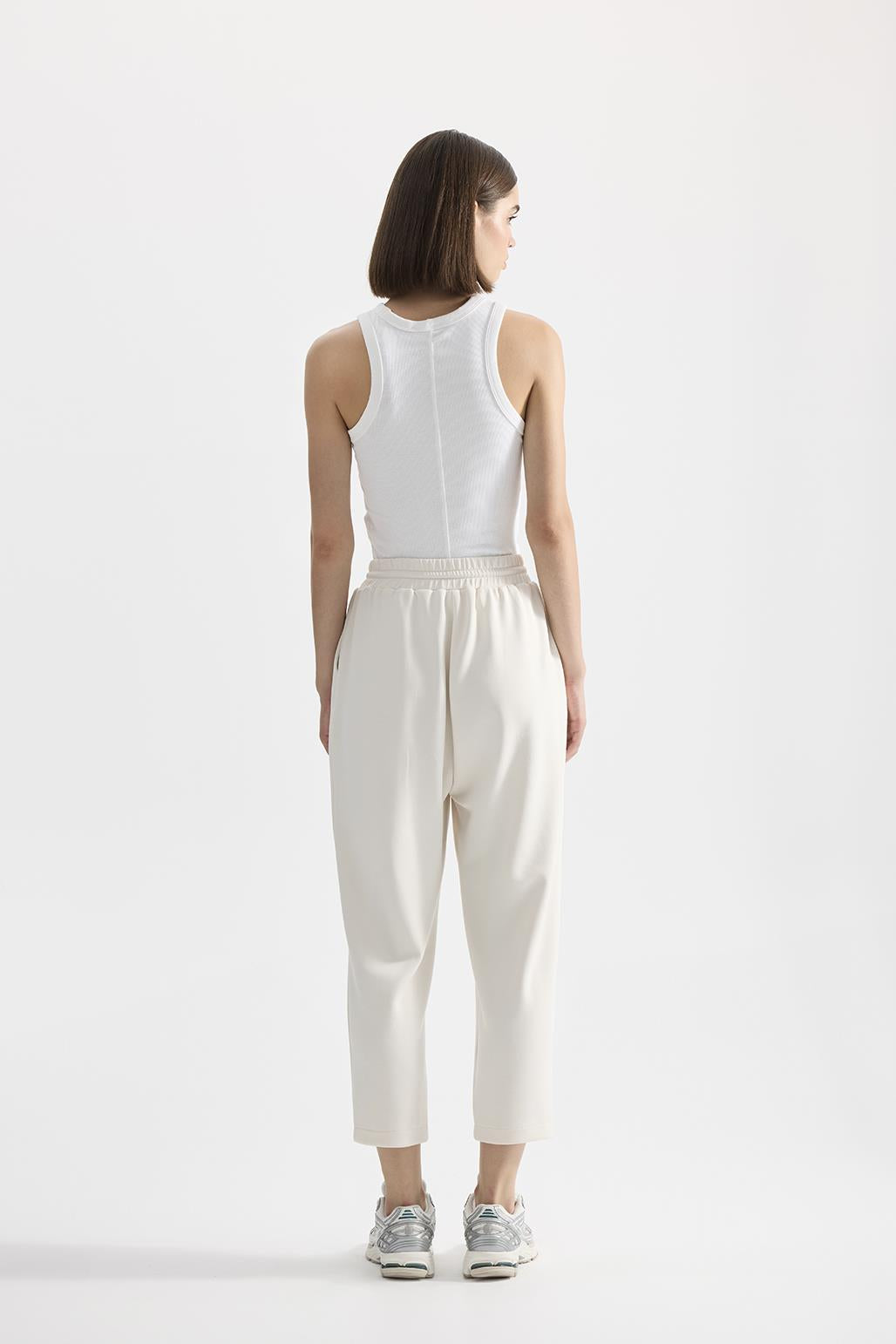 Modal Knitted Jogger Trousers Ecru