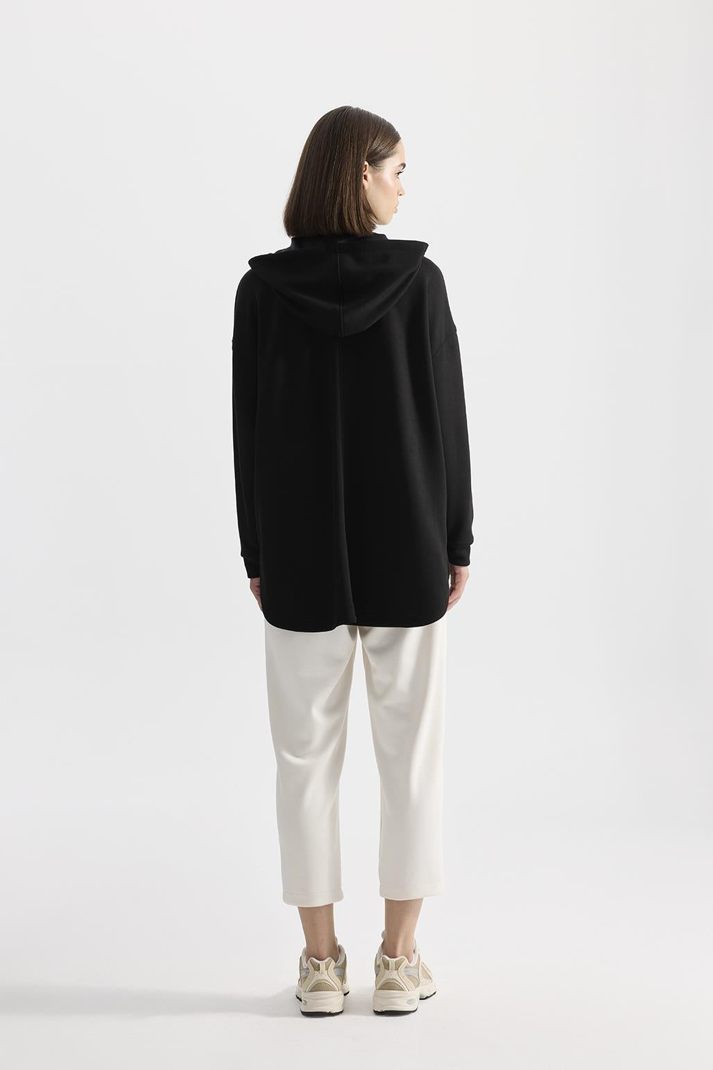 Modal Knitted Hooded Cardigan Black