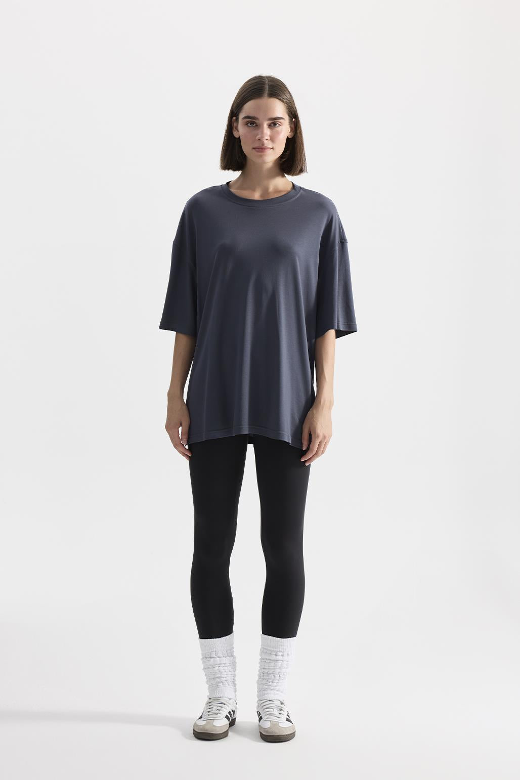 Modal Knitted Short Sleeves T-shirt Smoked