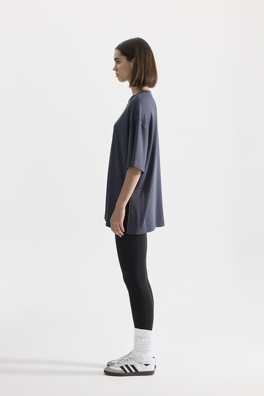 Modal Knitted Short Sleeves T-shirt Smoked