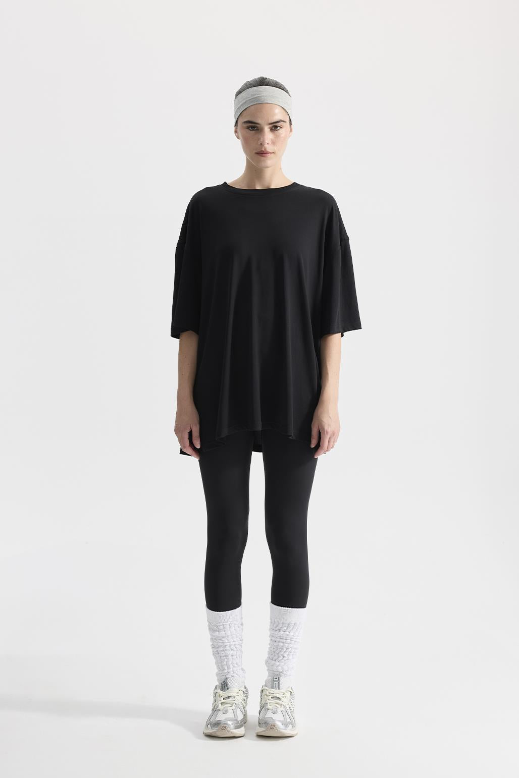 Modal Knitted Short Sleeves T-shirt Black