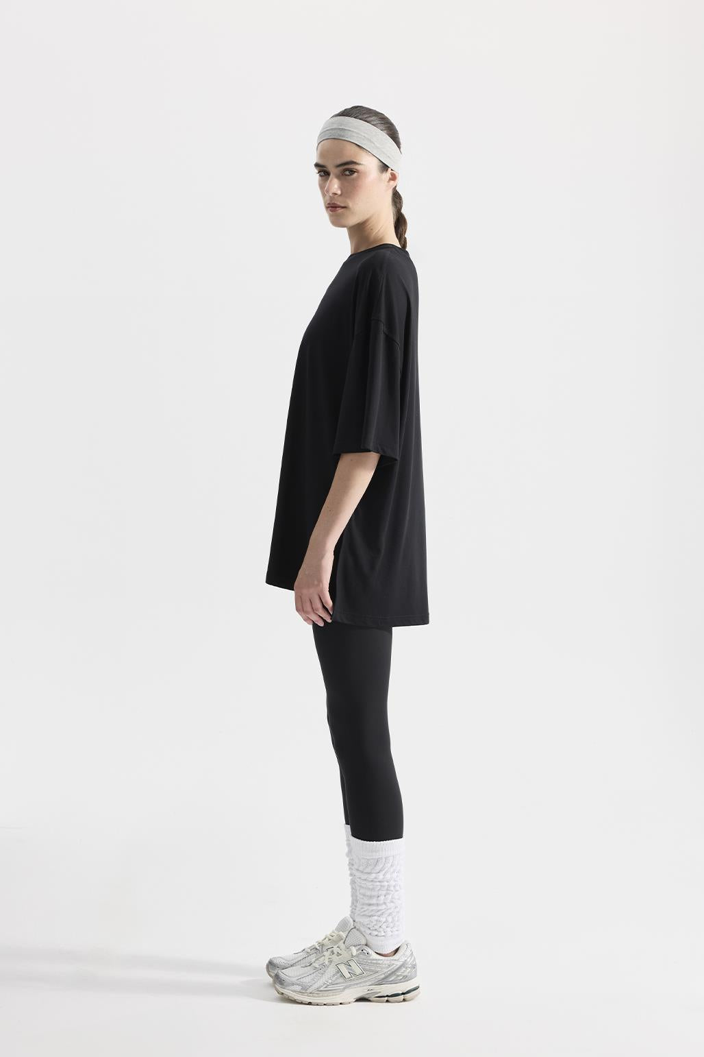 Modal Knitted Short Sleeves T-shirt Black