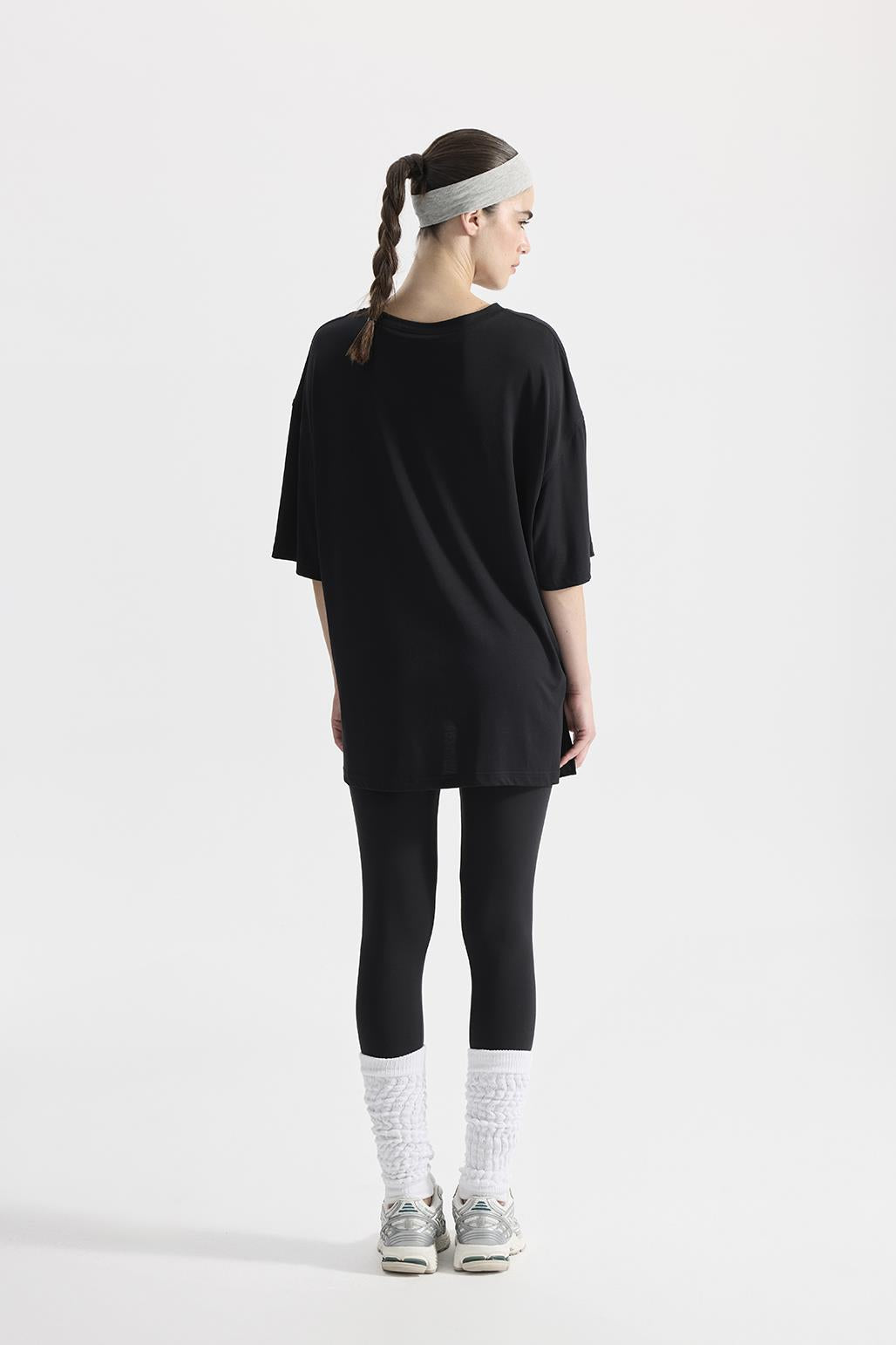 Modal Knitted Short Sleeves T-shirt Black