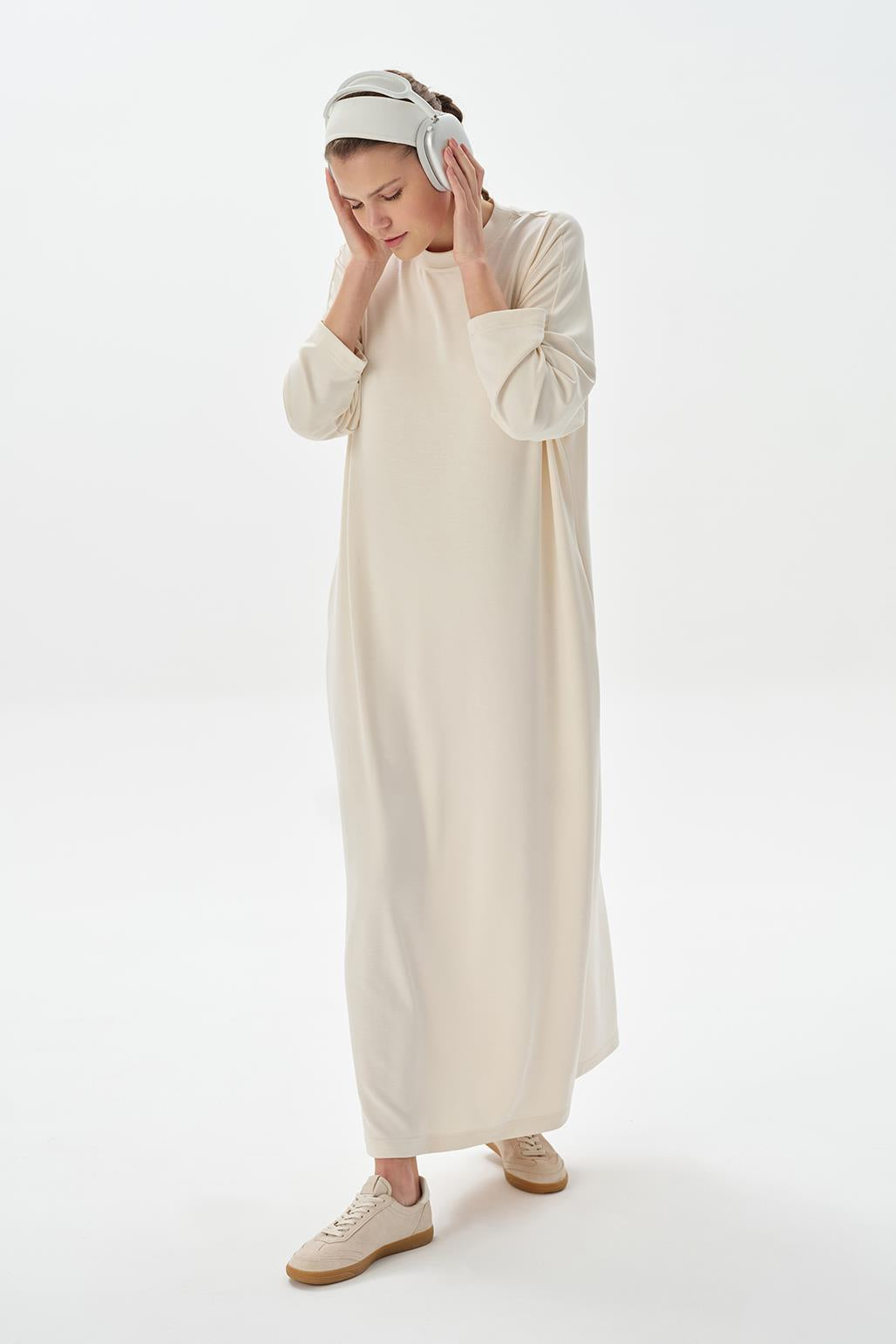 Modal Knit Long Basic Dress Ecru