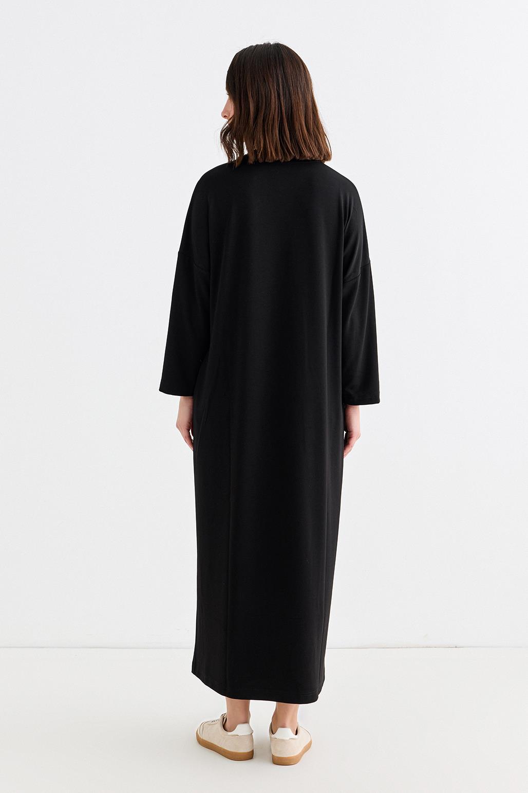 Modal Knit Long Basic Dress Black