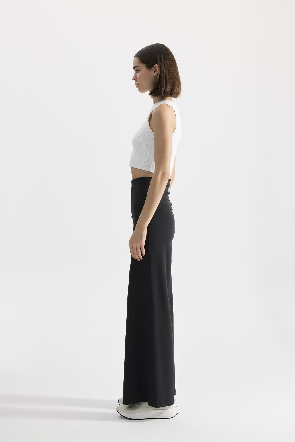 Modal Knitted High Waist Trousers Black