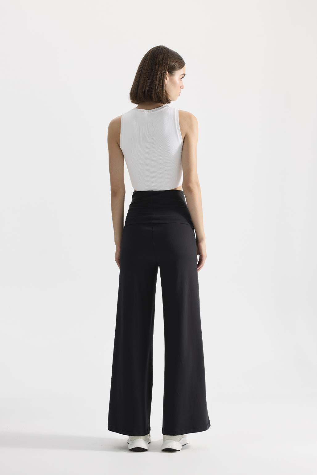 Modal Knitted High Waist Trousers Black