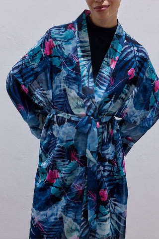 Modest Tied Wrap Pareo Abaya Blue