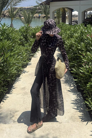 Modest Tulle Pareo Skirt Leopard