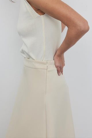 Nada Scuba Flared Skirt Bone