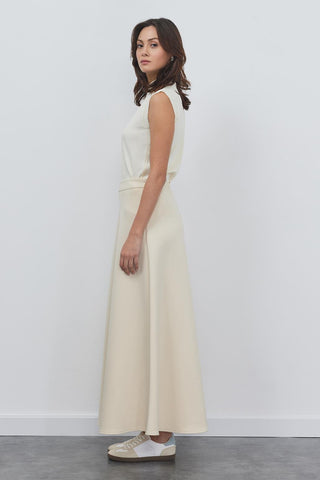Nada Scuba Flared Skirt Bone
