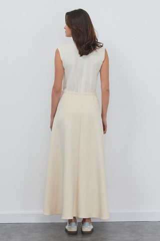 Nada Scuba Flared Skirt Bone