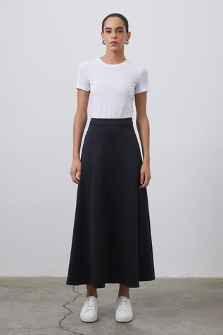 Nada Scuba Flared Skirt Black