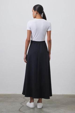 Nada Scuba Flared Skirt Black