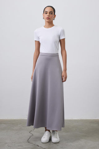 Nada Scuba Flared Skirt Smoke Gray