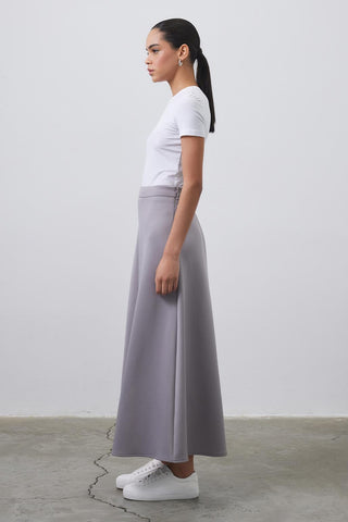 Nada Scuba Flared Skirt Smoke Gray