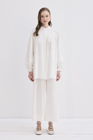 Pleated Linen Shirt Ecru