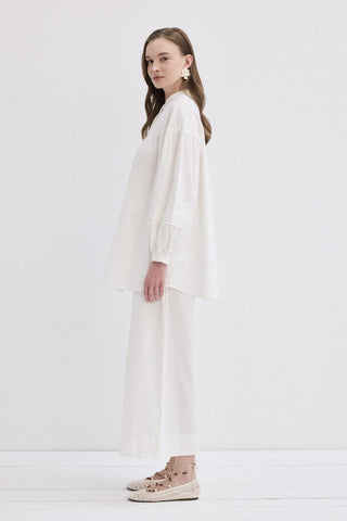 Pleated Linen Shirt Ecru